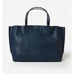 NWT Ampersand As Apostrophe Sideways Tote Navy Night Python 100% Leather-$712